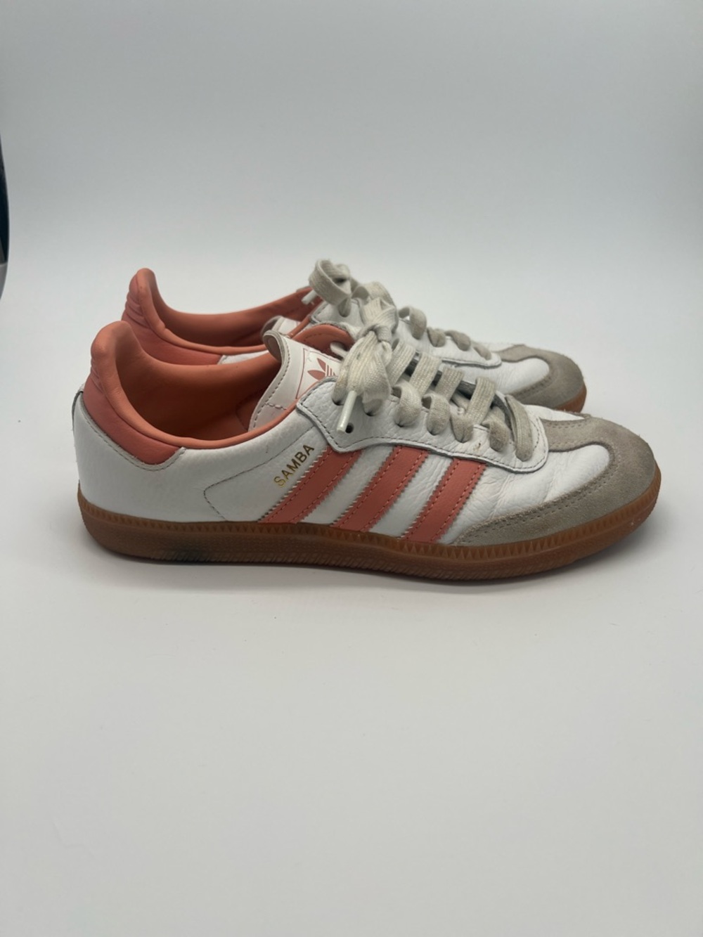 Adidas Samba Sneakers in White and Coral Pink Women's Sz 6.5 - Picture 4 of 11